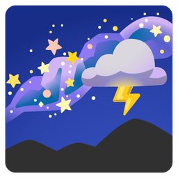 telescope and cloud with lightning