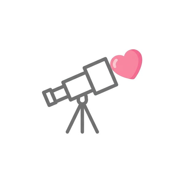 Telescope and Pink heart