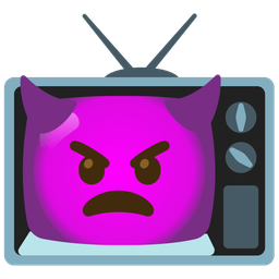 television and angry face with horns