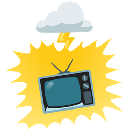 television and cloud with lightning