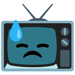 television and downcast face with sweat