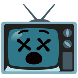 television and face with crossed-out eyes