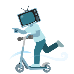 television and kick scooter