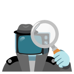 television and magnifying glass tilted right