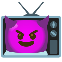 television and smiling face with horns
