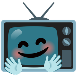 television and smiling face with open hands