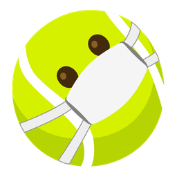 tennis and face with medical mask