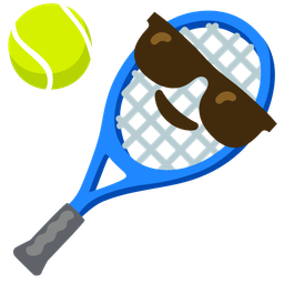 tennis and smiling face with sunglasses