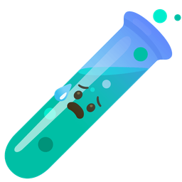 test tube and anxious face with sweat