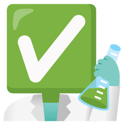 test tube and check mark button