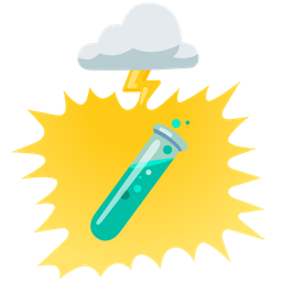 test tube and cloud with lightning