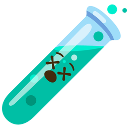 test tube and face with crossed-out eyes