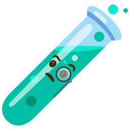 test tube and face with monocle