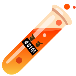 test tube and face with symbols on mouth