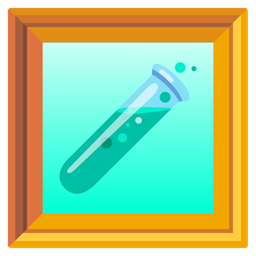 test tube and framed picture