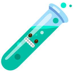 test tube and grimacing face