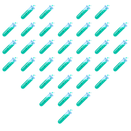 test tube and heart suit