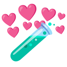test tube and heart with arrow
