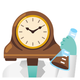 test tube and mantelpiece clock