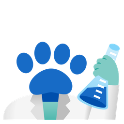 test tube and paw prints