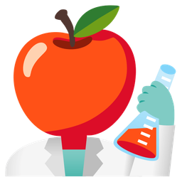 test tube and red apple