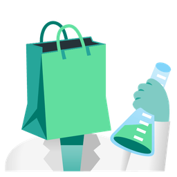 test tube and shopping bags