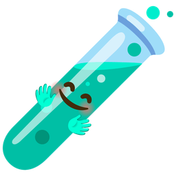 Test tube and Smiling face with open hands