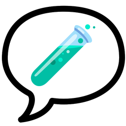 test tube and speech balloon