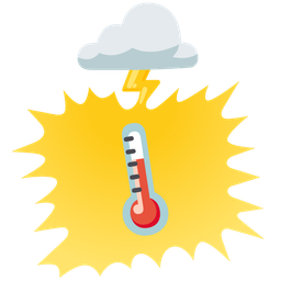 thermometer and cloud with lightning
