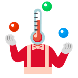 thermometer and clown face