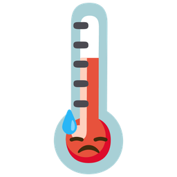 thermometer and downcast face with sweat