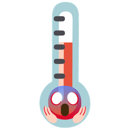 thermometer and face screaming in fear