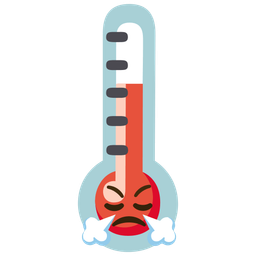 thermometer and face with steam from nose