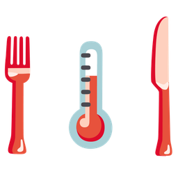 thermometer and fork and knife with plate