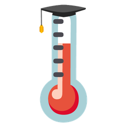 thermometer and graduation cap