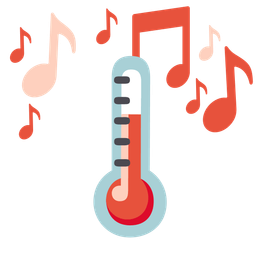 thermometer and musical notes