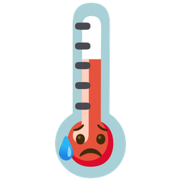 thermometer and sad but relieved face