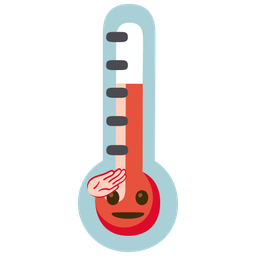 thermometer and saluting face