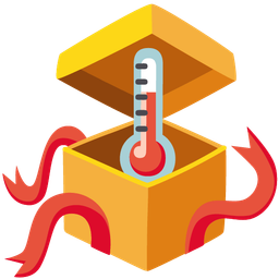 thermometer and wrapped gift