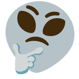 thinking face and alien