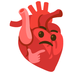 thinking face and anatomical heart