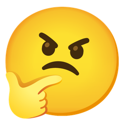 thinking face and angry face