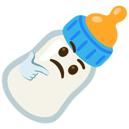 thinking face and baby bottle