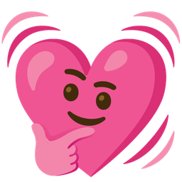 thinking face and beating heart