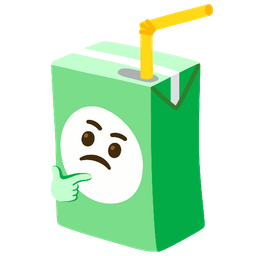 thinking face and beverage box