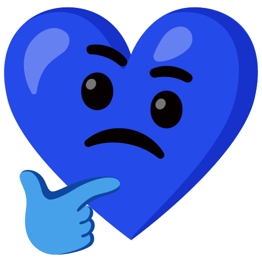 Thinking face and Blue heart