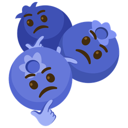 thinking face and blueberries