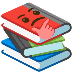 thinking face and books