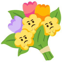 thinking face and bouquet