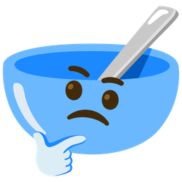 thinking face and bowl with spoon